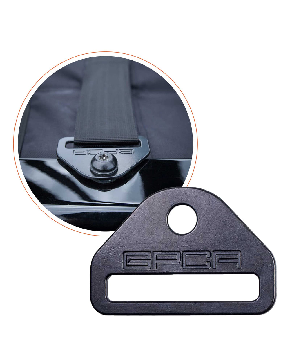 GPCA tie-down D-plate compatibility for Jeep Wrangler 4xe/JL/JT/JK/TJ.