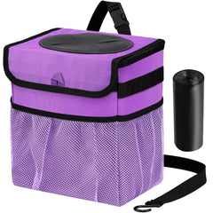 GPUSFAK car trash can with foldable lid keeps cabin neat and odors contained.