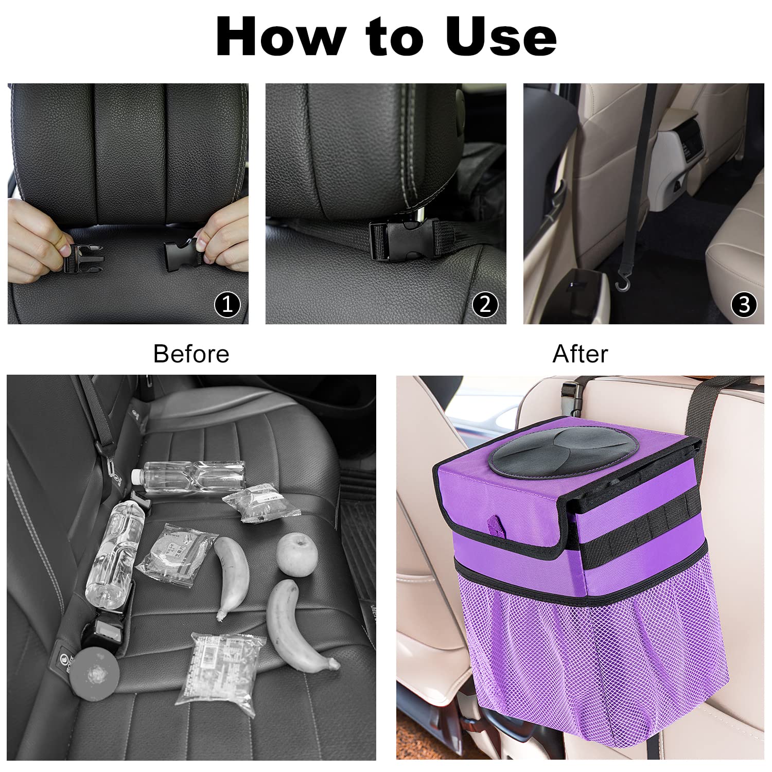 GPUSFAK purple accent adds style while keeping your car tidy.