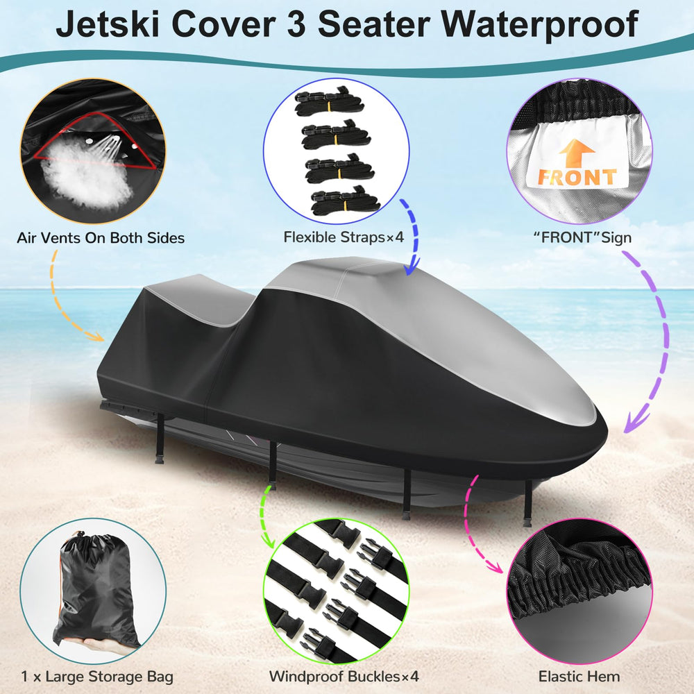 GRABADO jet ski cover secured with windproof buckles in windy weather
