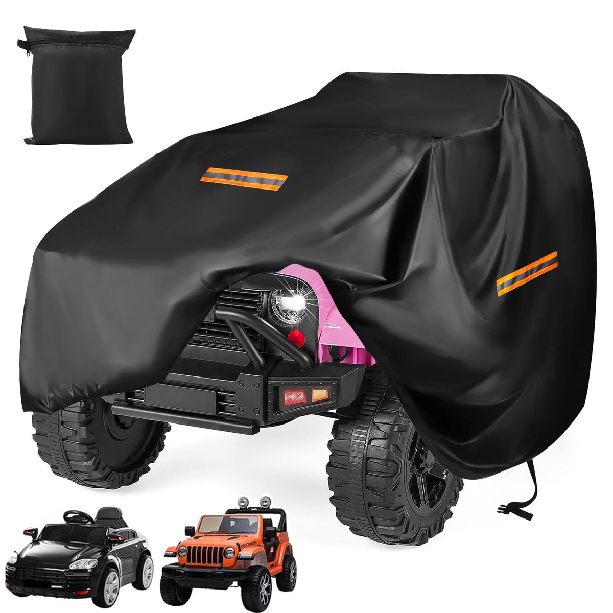 GRABADO kids ride-on car cover, 55in x 33in x 32in, protects large toy cars from rain.