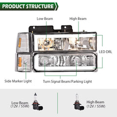GRAND ORANGE LED DRL headlight assembly driver-side view for side illumination