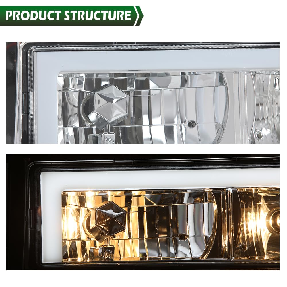 GRAND ORANGE LED DRL headlight assembly Yukon/Suburban fit for broader compatibility