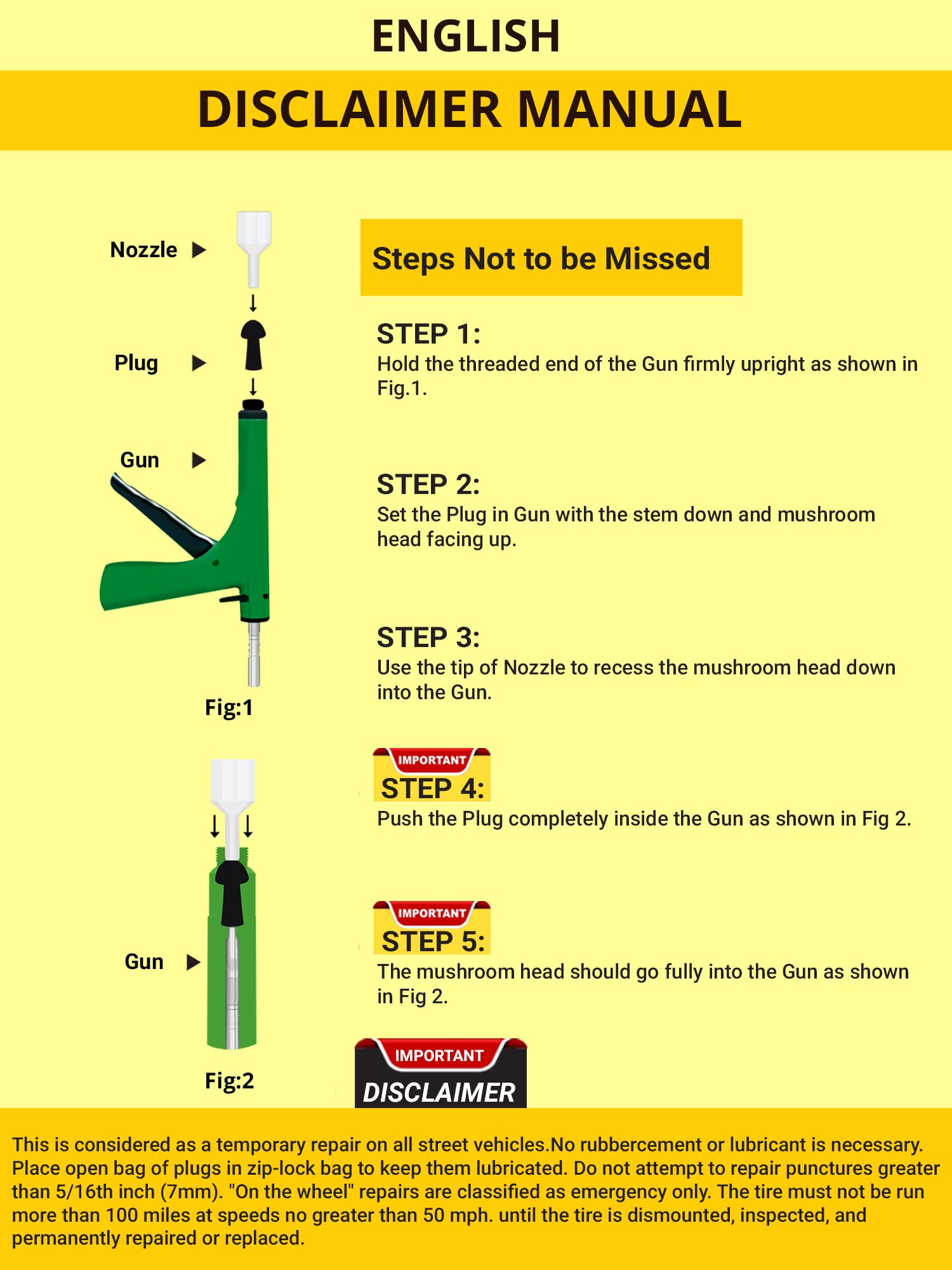GRAND PITSTOP mushroom plug tool applying seal from inside the tire
