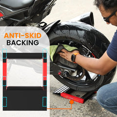 GRAND PITSTOP wheel roller stand front view; accessible maintenance.