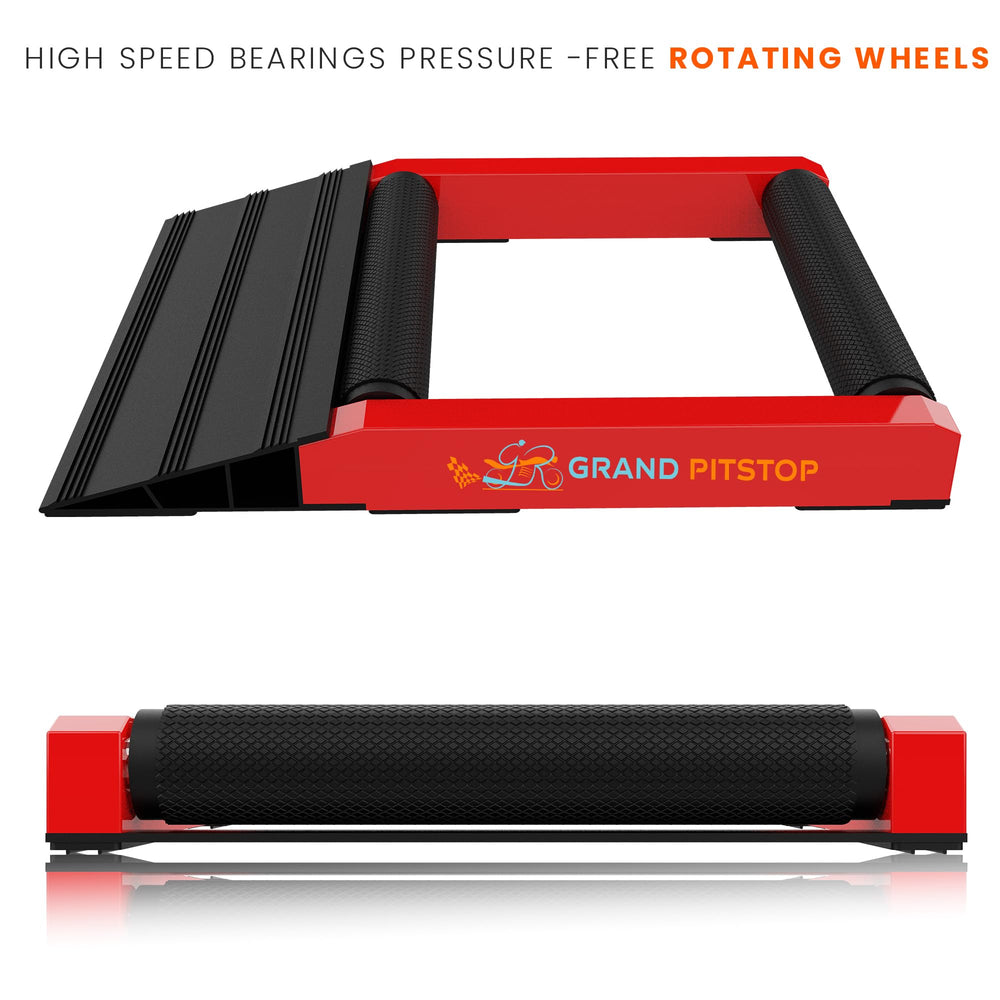 GRAND PITSTOP wheel roller stand tire cleaning action; stable control.