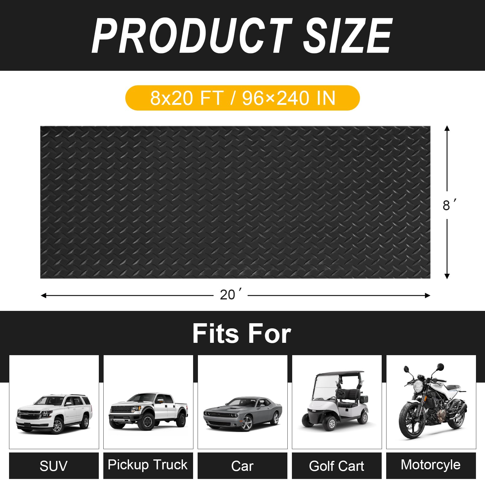Grandroad Auto 8x20ft mat covers 160 sq ft for large garage spaces