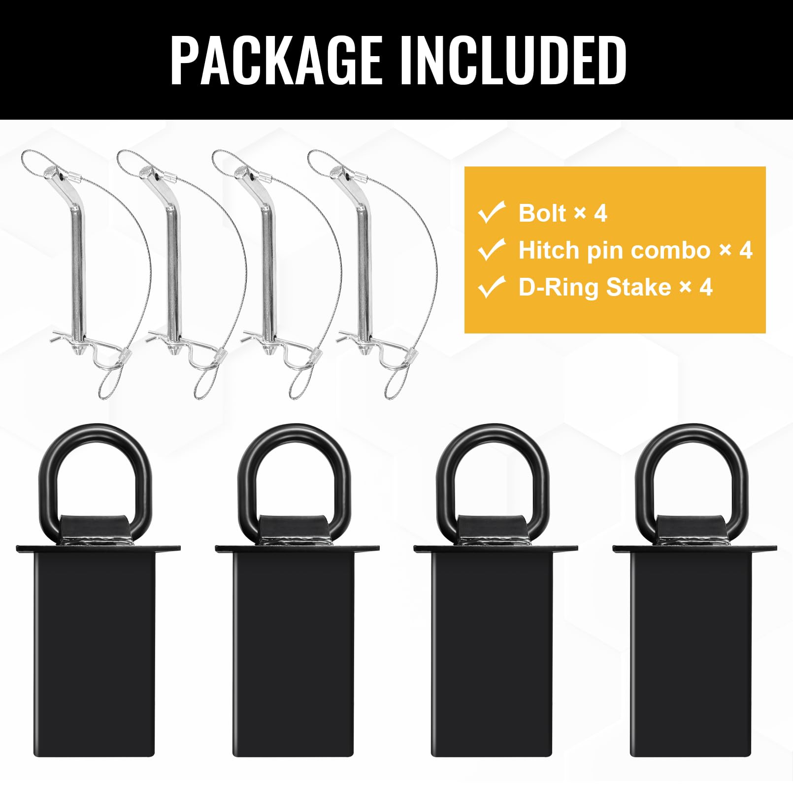 Grandroad Auto D-ring hitch pin showing 1/2 inch compatibility for quick setup.