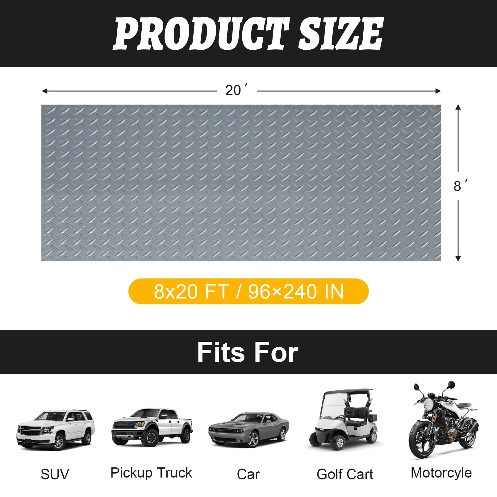 Grandroad Auto diamond plate texture provides anti-slip grip for safe work areas.