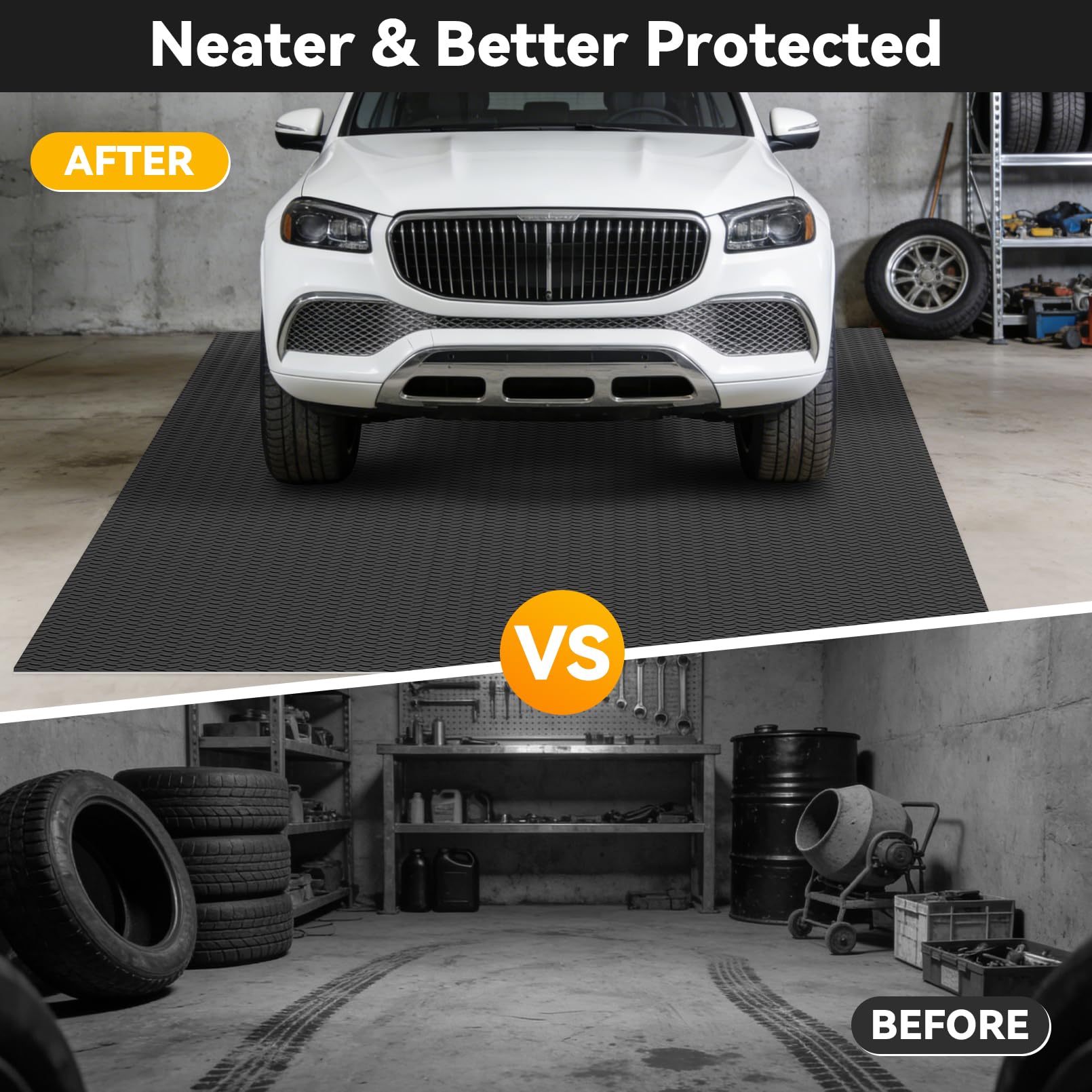 Grandroad Auto non-slip diamond plate texture enhances safety on damp garage floors