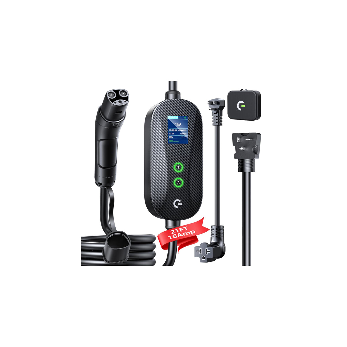 Grasside Tesla charger with LCD display shows real-time charging data.