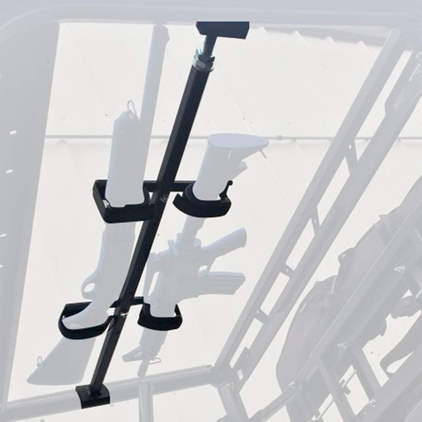 Great Day QD860-OGR overhead gun rack inside roof showing secure foam clips for two guns