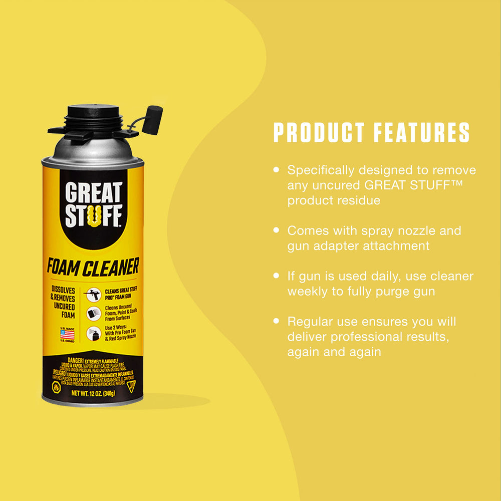 Great Stuff Foam Cleaner 12oz in compact storage ready for trunk