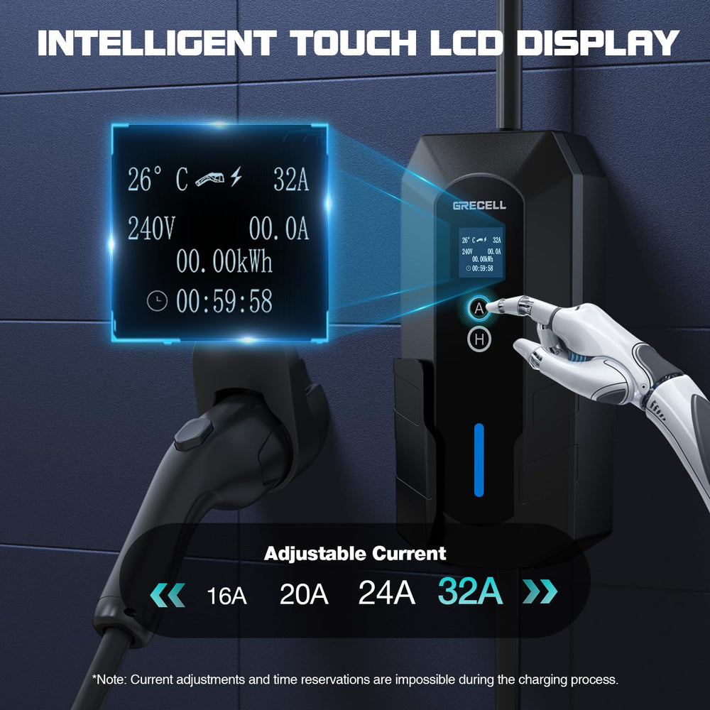 GRECELL adjustable current 32A setting enables flexible charging