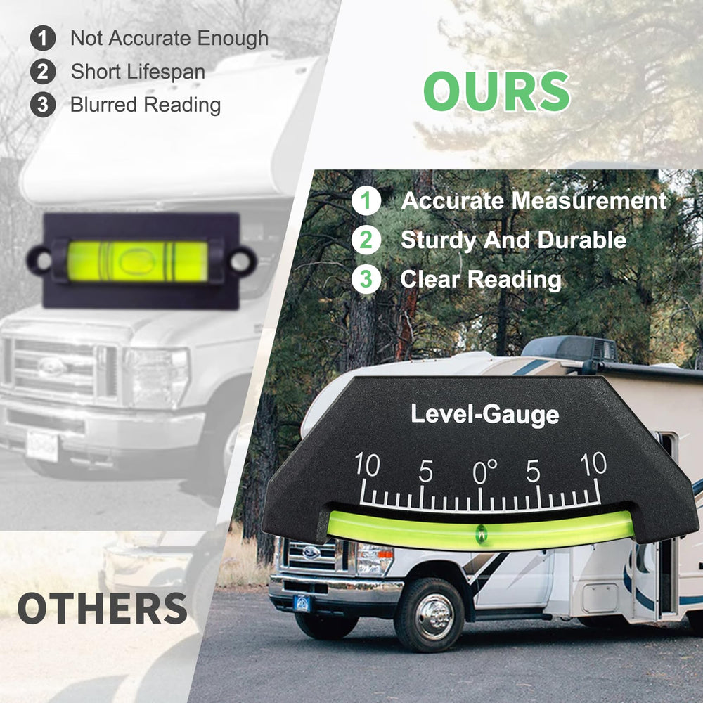 Green living camper level gauge with easy tape and screw installation
