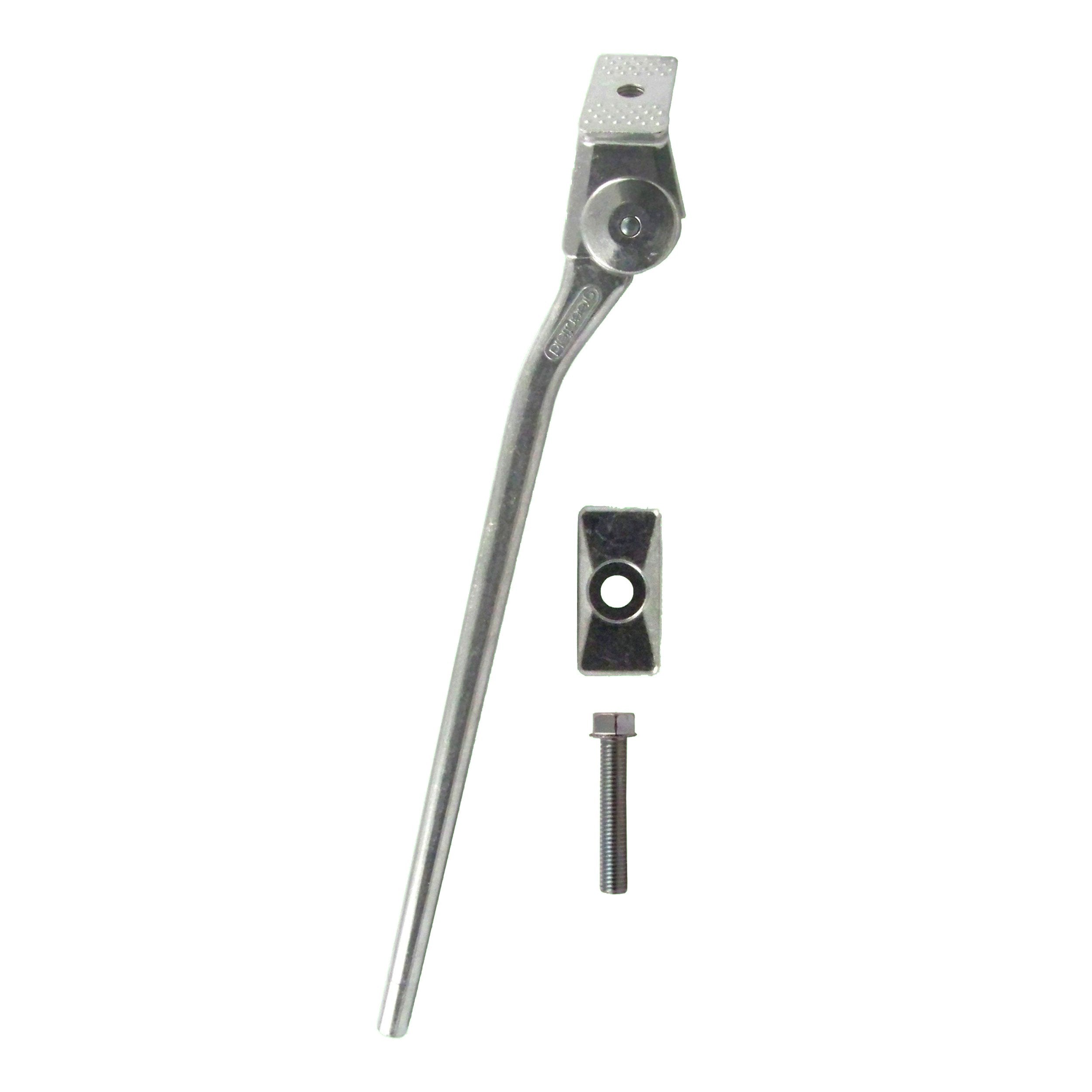 Greenfield KS2C kickstand in brushed aluminum, 285 mm for bikes under 22 inches, ideal for stable parking