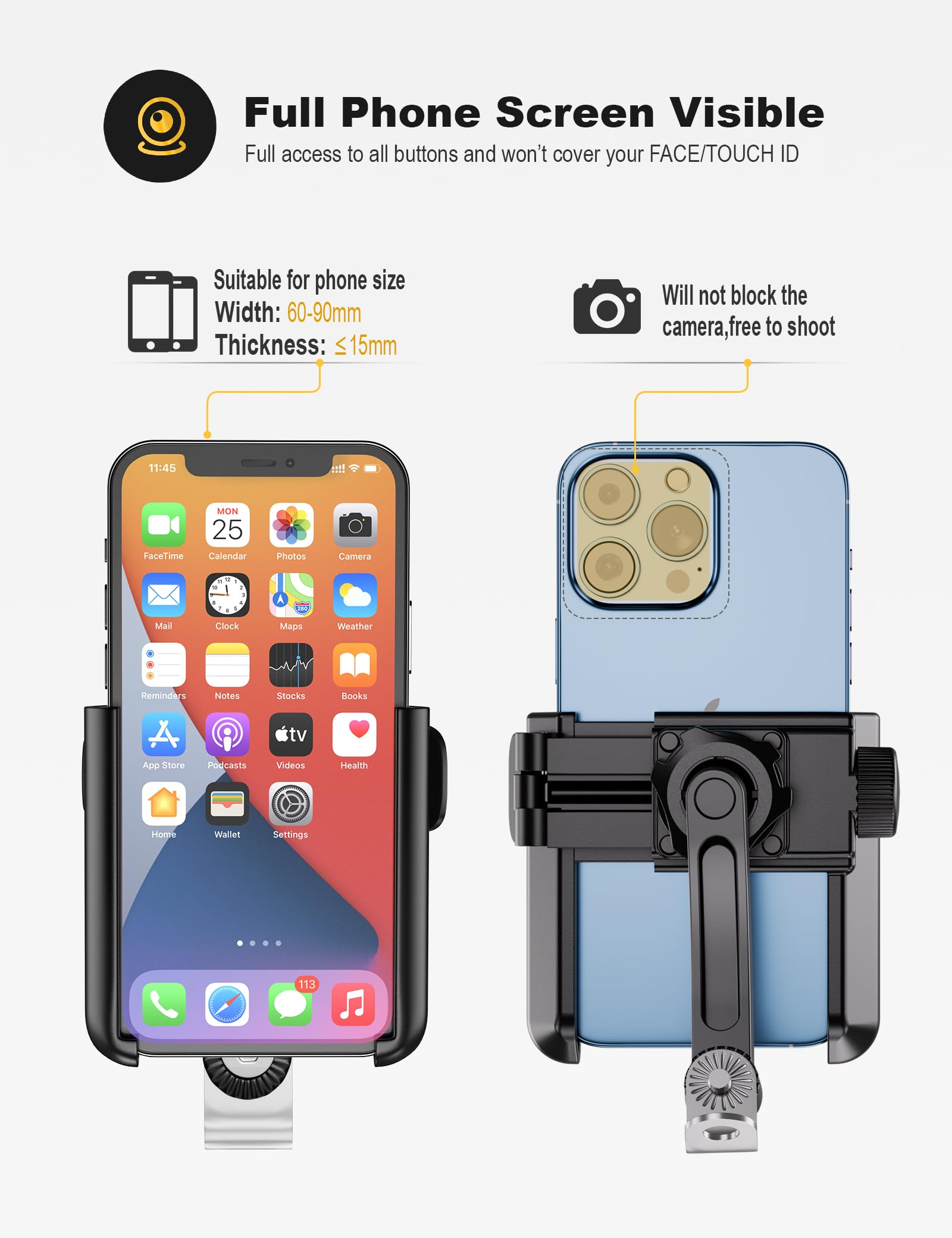 Grefay 360-degree rotation shows versatile viewing angles for landscape or portrait use.