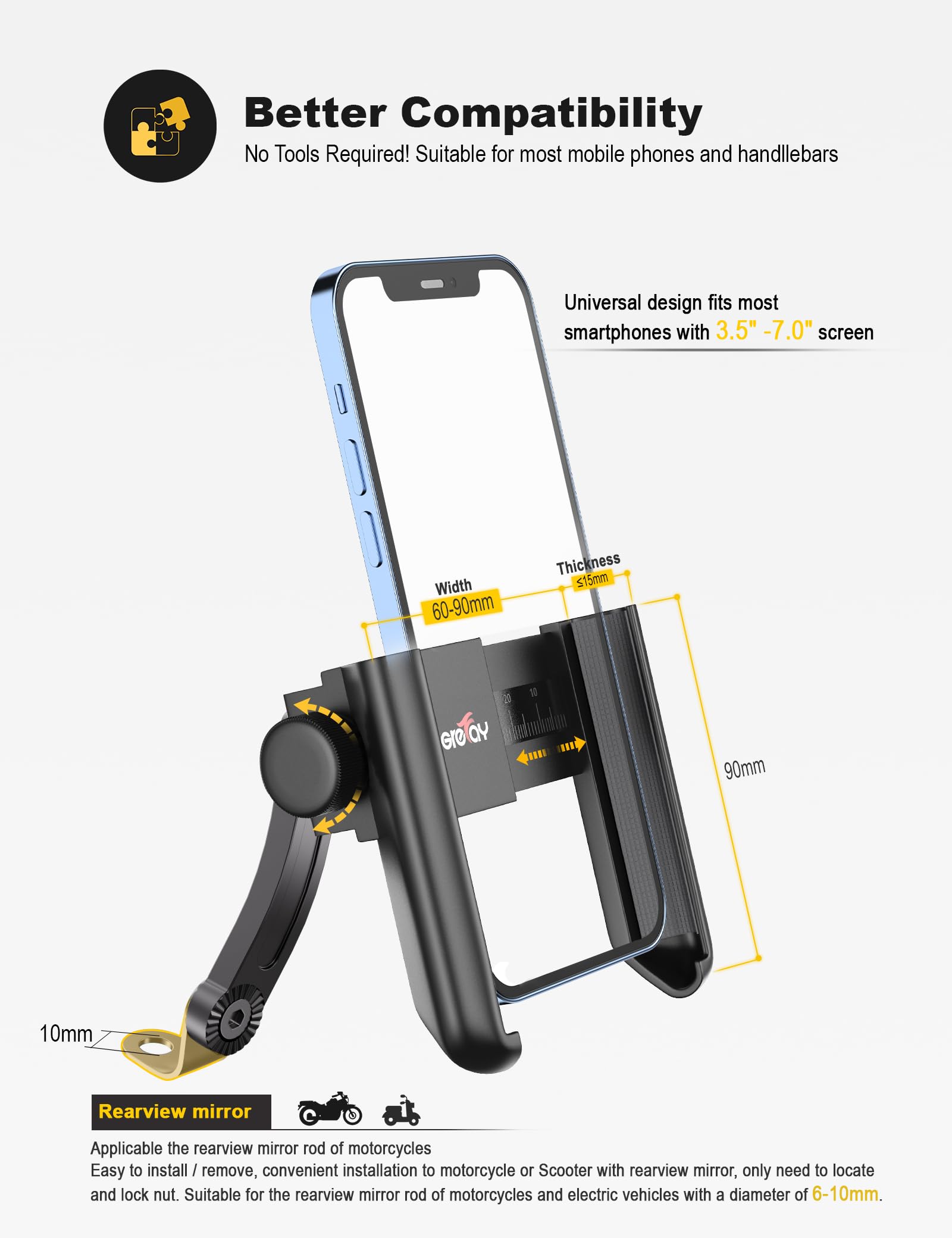 Grefay rubber pad protection keeps the phone safe from scratches during rides.