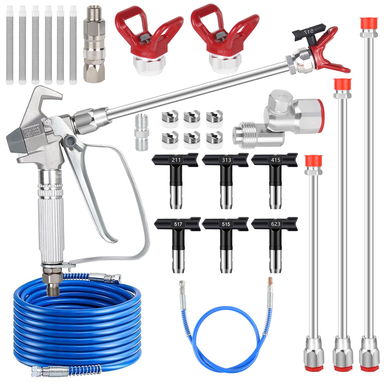 GregYoung 23-piece paint sprayer kit top view shows complete components for professional results