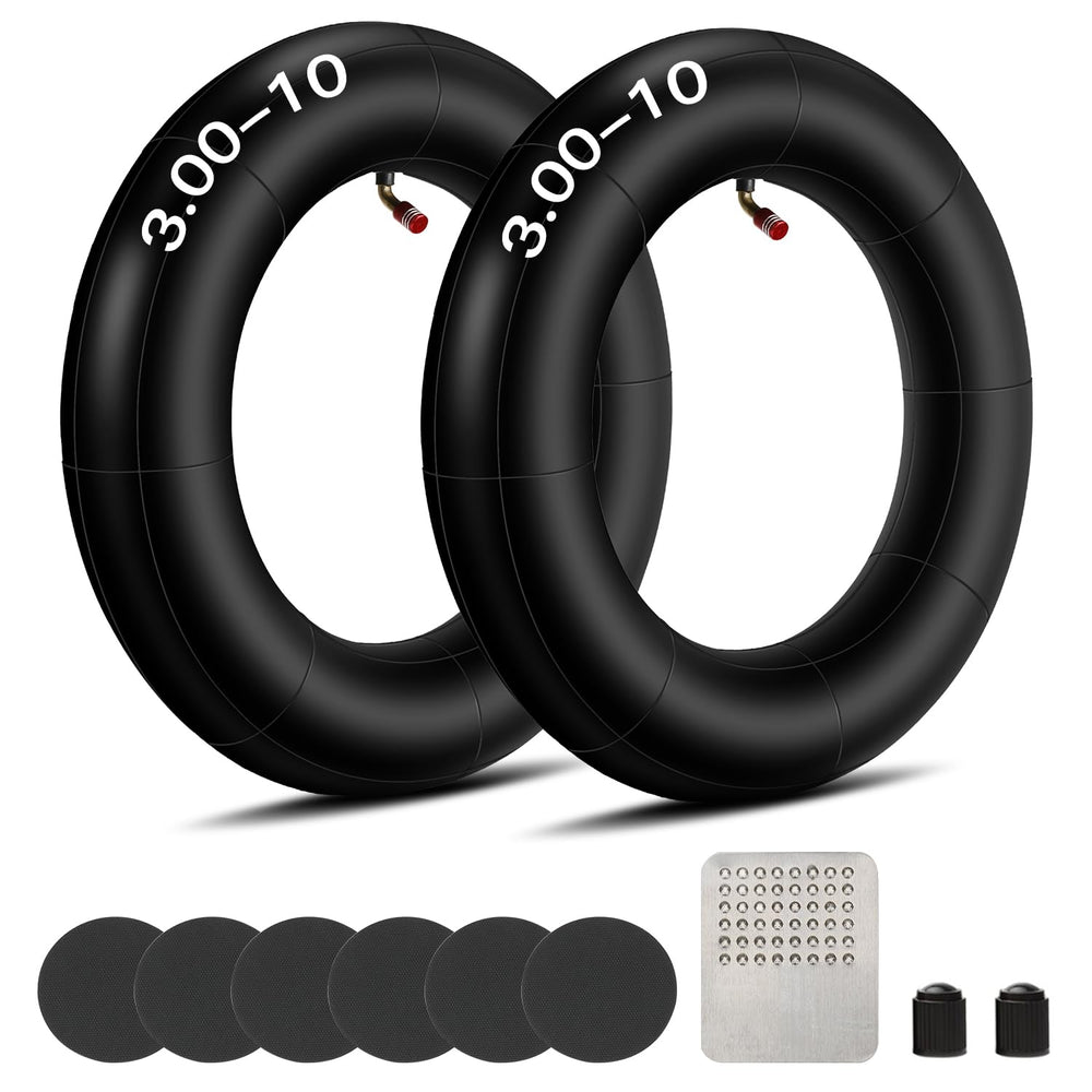 GREHUA 3.00-10 inner tube with bent valve close-up, durable and mount-friendly.