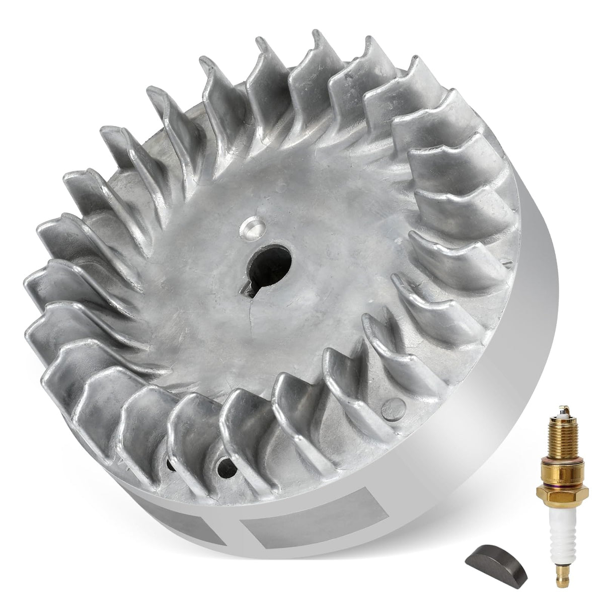 GREHUA aluminum 212cc flywheel close-up shows precision machining for smooth performance