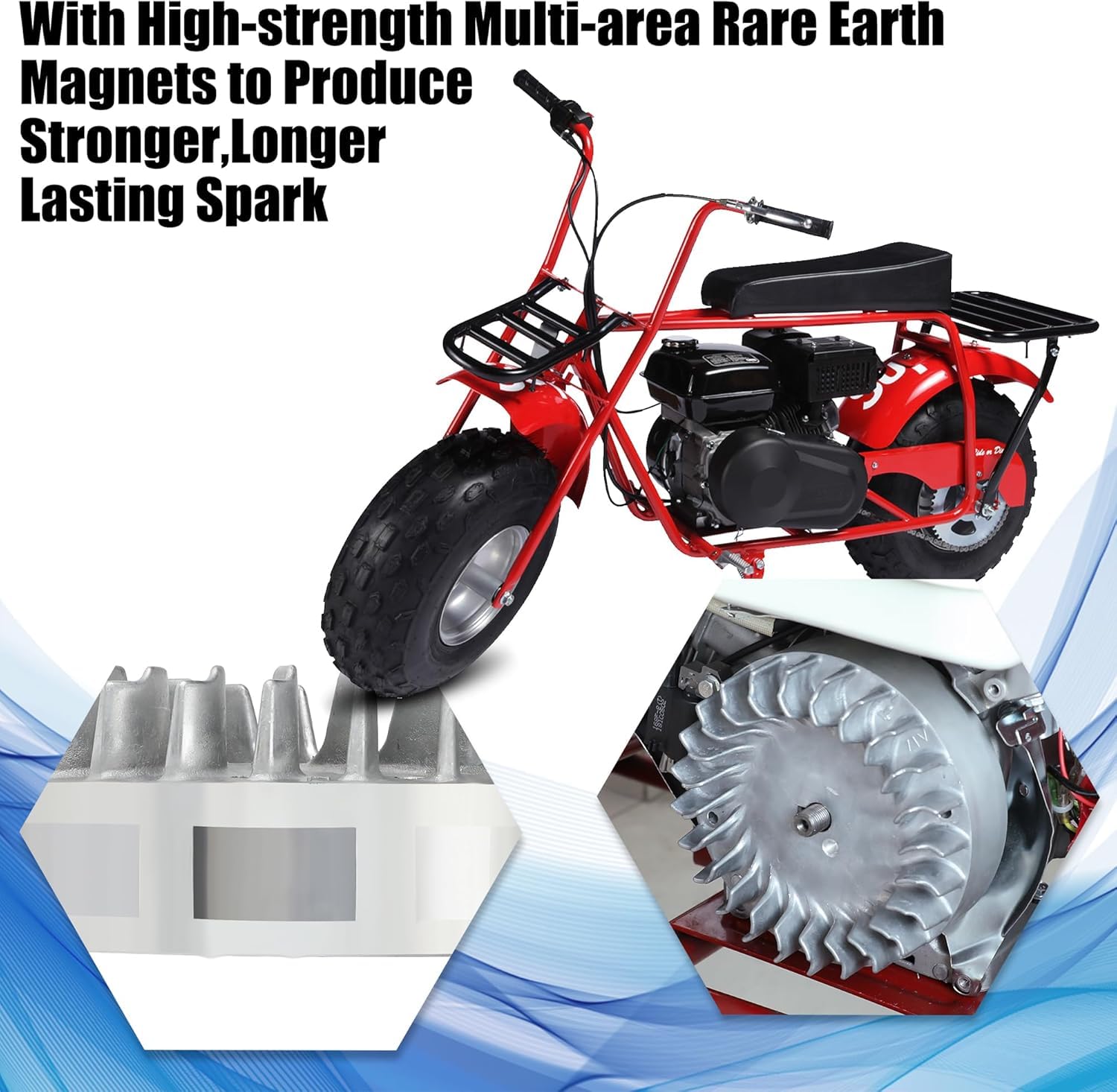GREHUA packaging includes flywheel, spark plug, and key for upgrade