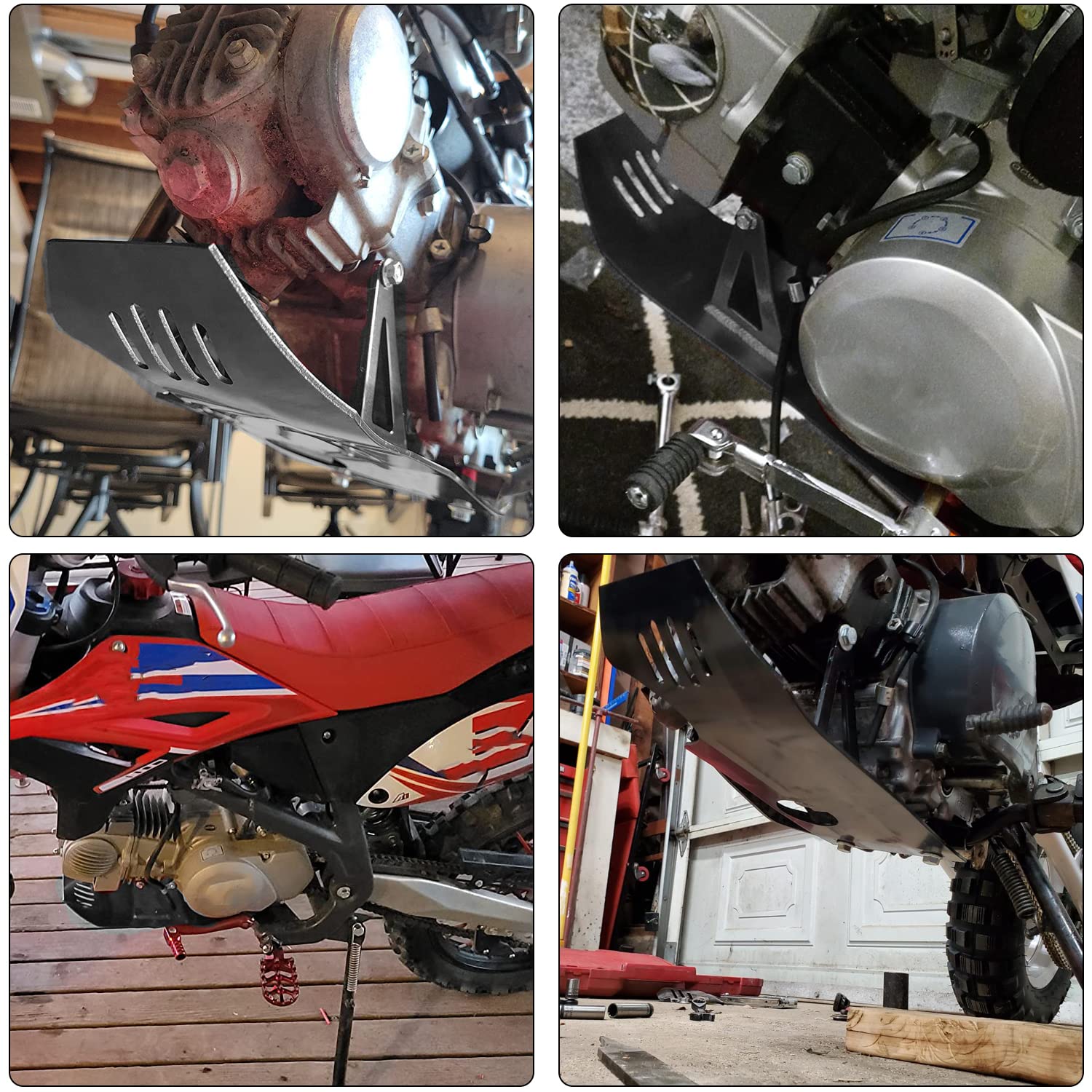 GREHUA skid plate on the left side shields the engine from debris during rough rides.