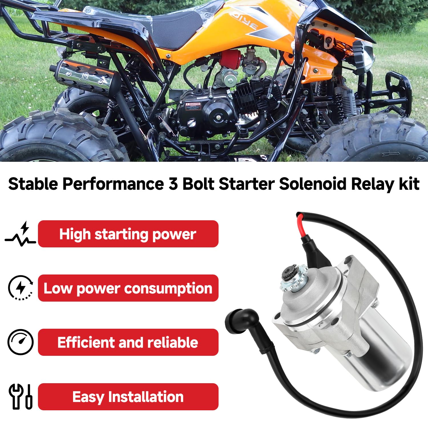 GREHUA starter motor with solenoid relay closeup for reliable starting power