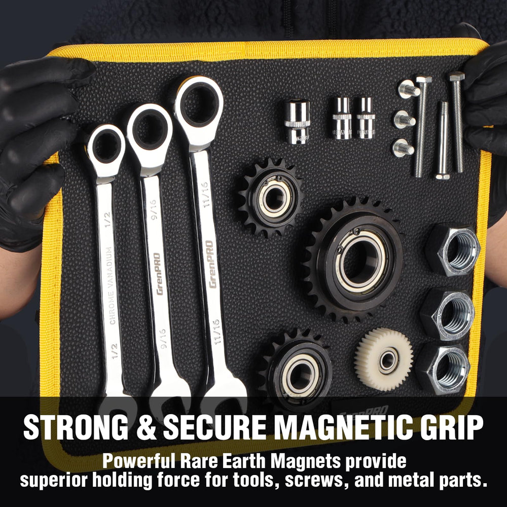 GRENPRO magnetic tool mat side view on workbench