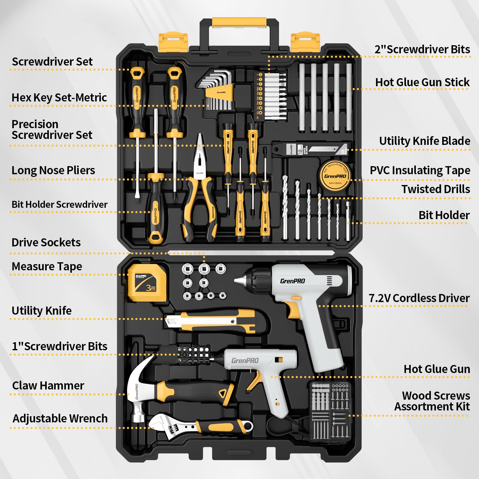 GRENPRO portable tool box with embedded grooves for easy transport