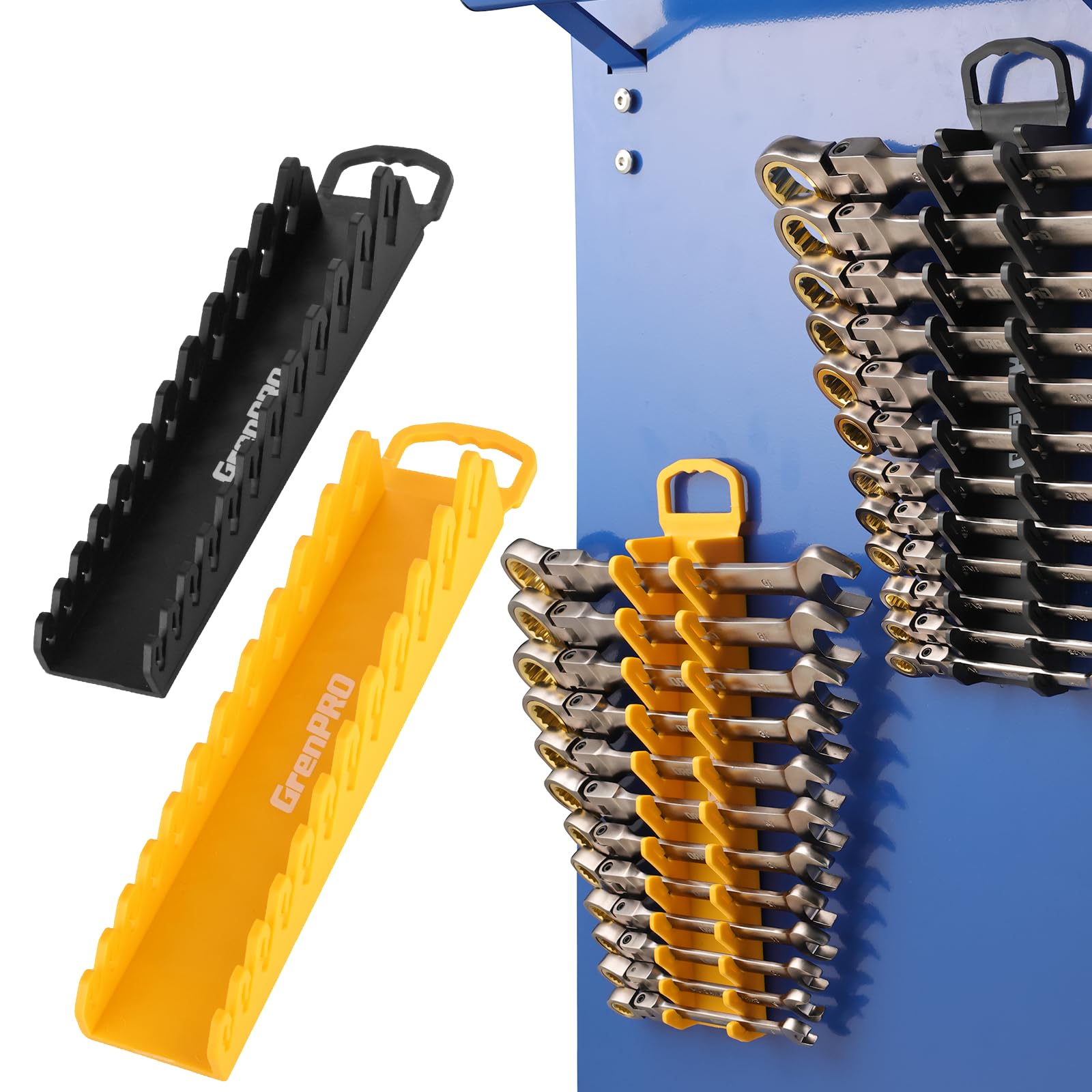 GRENPRO wrench organizer handle shows portable design for easy transport in the toolbox.