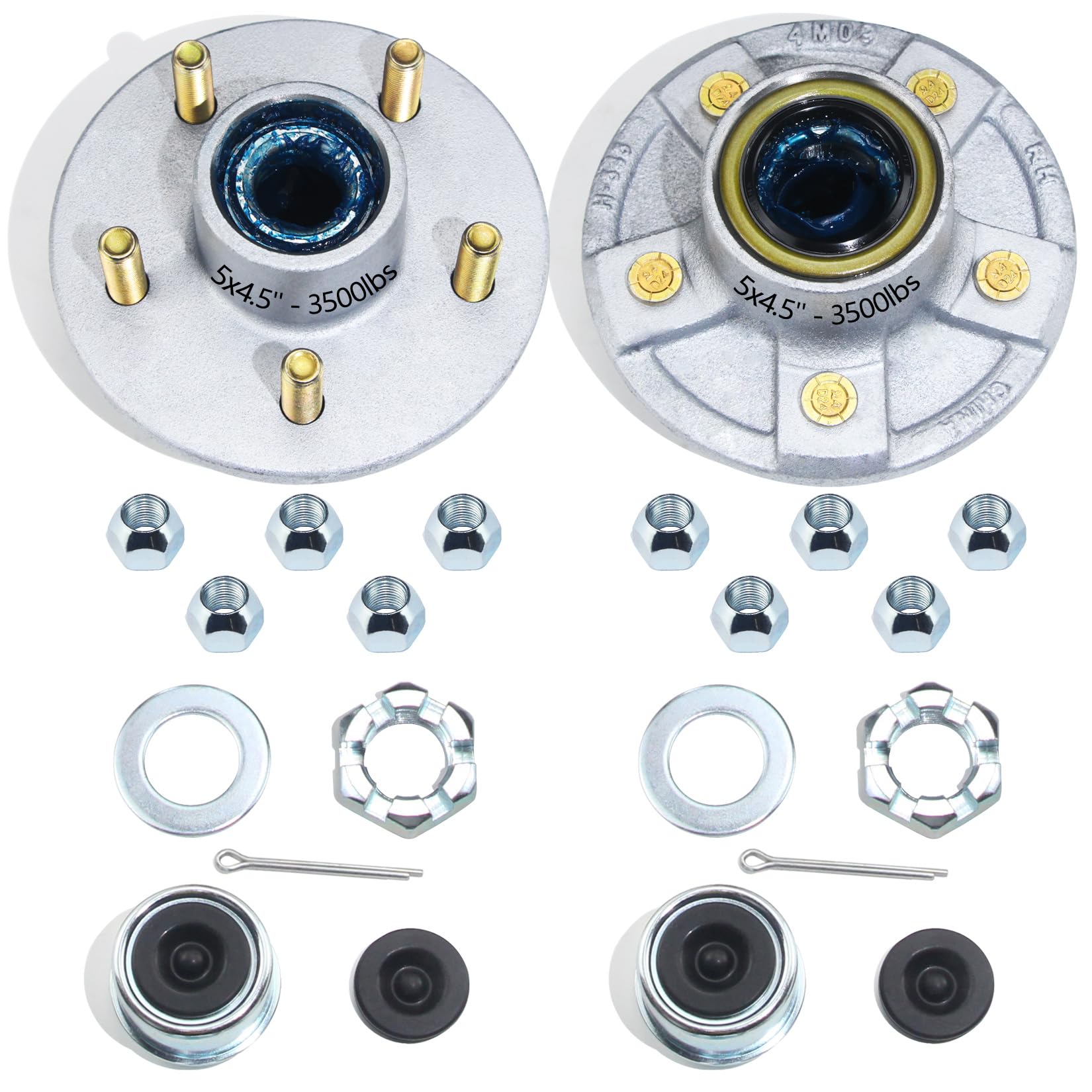 GREPSPUD hub kit with 5-bolt 4-5in layout for durable trailer mounting