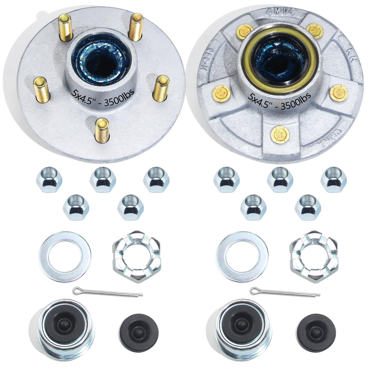 GREPSPUD hub kit with 5-bolt 4-5in layout for durable trailer mounting