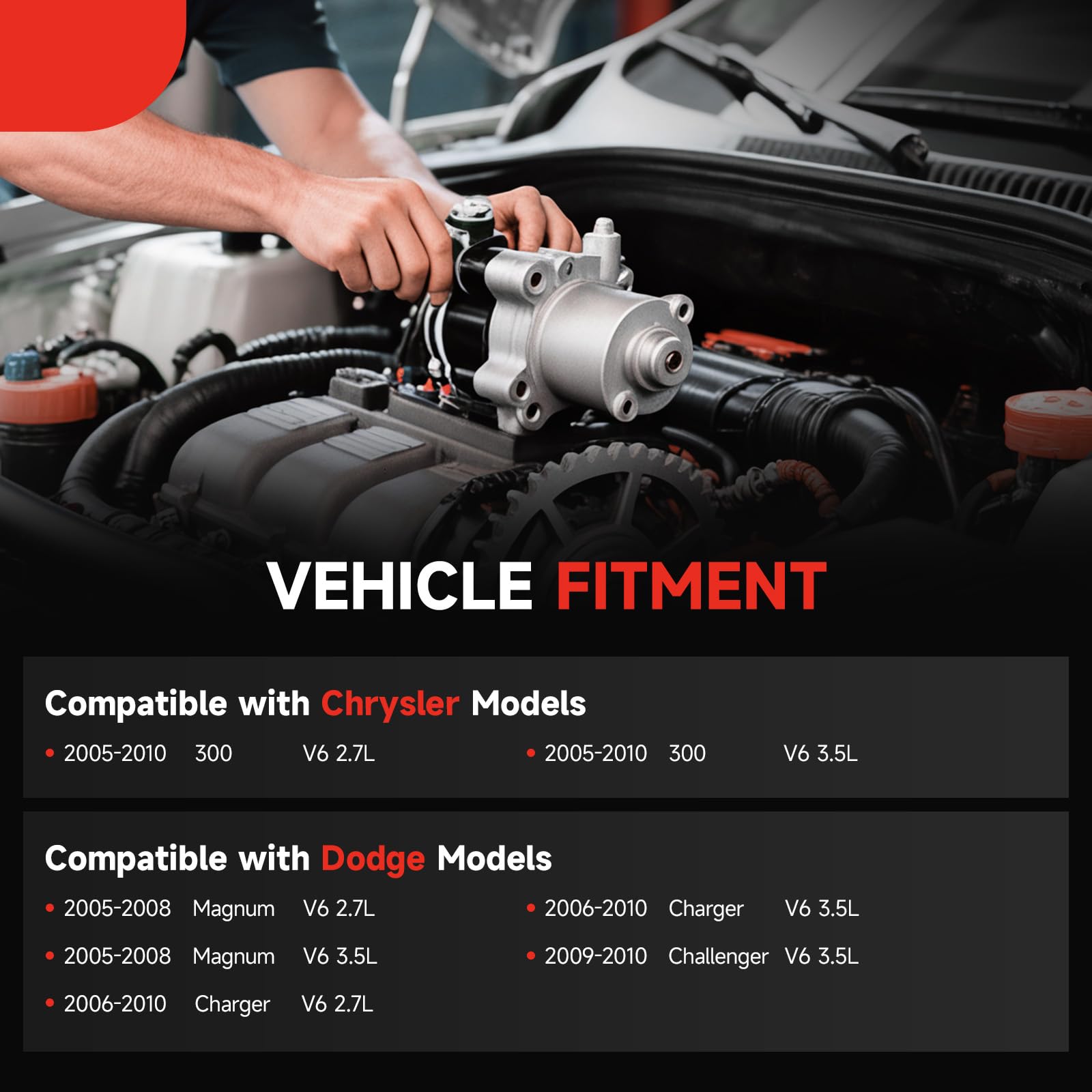 Grezuton starter in engine bay demonstrates Challenger fitment readiness
