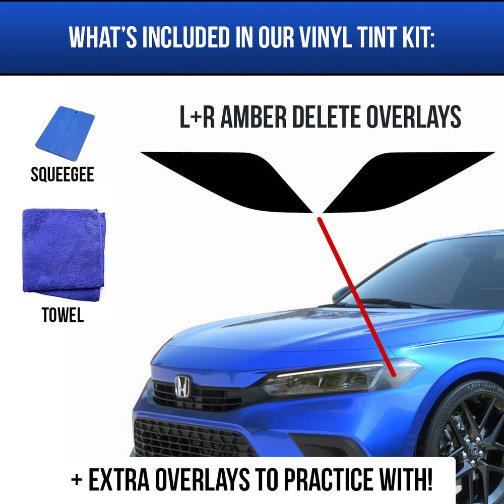 GRIDREADY Amber Delete headlight tint air-release channels reduce bubbles during install.