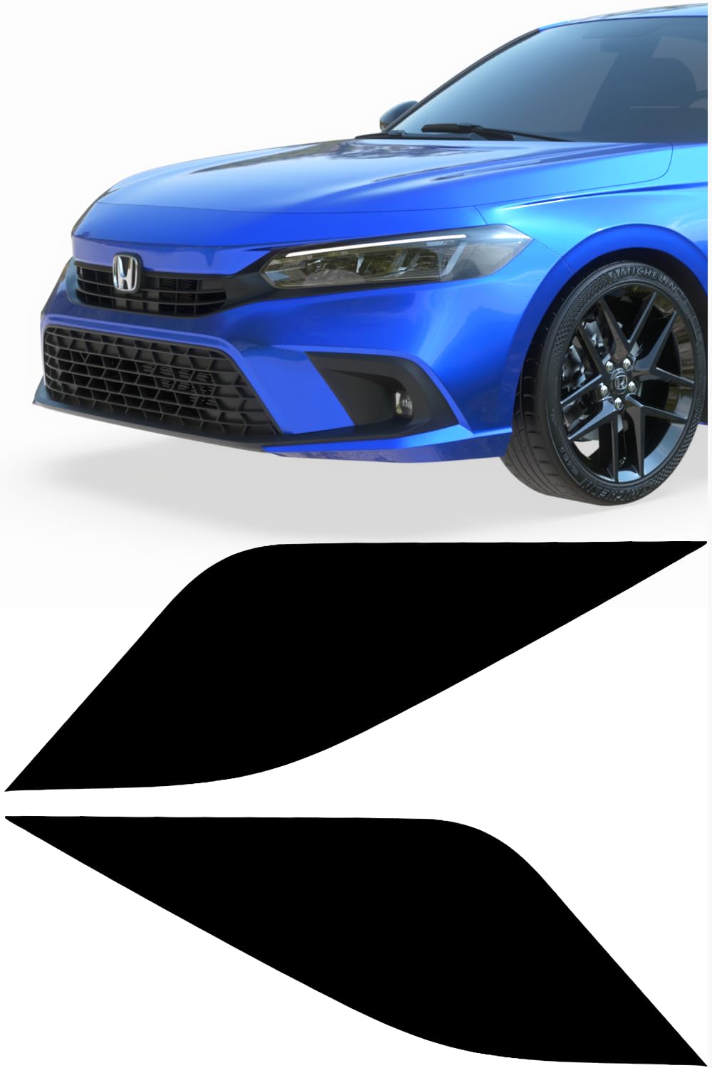 GRIDREADY Amber Delete headlight tint on Civic front closeup enhances visibility and style.