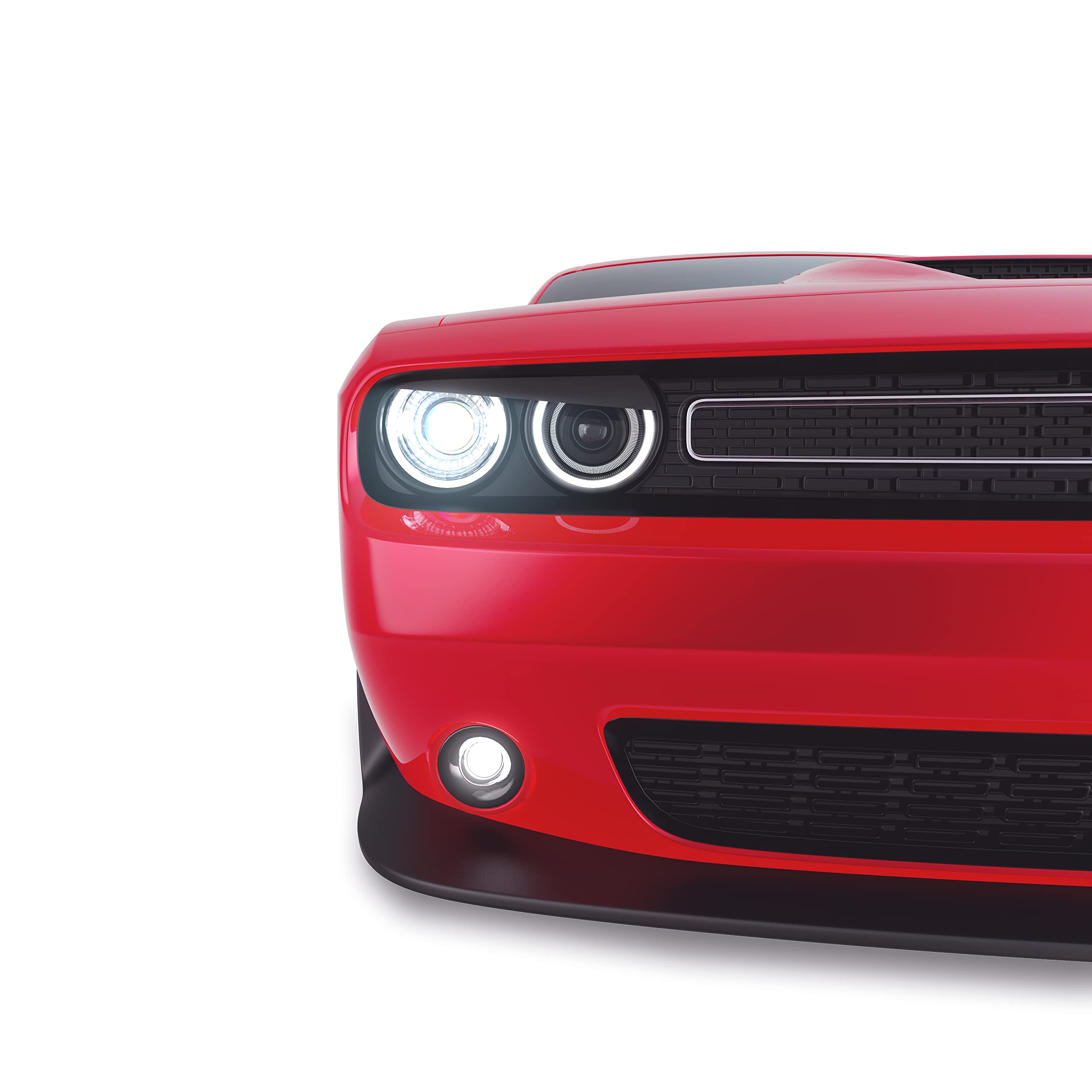 GRIDREADY Angry Eyes headlight eyelids on a Dodge Challenger front view for a bolder look.
