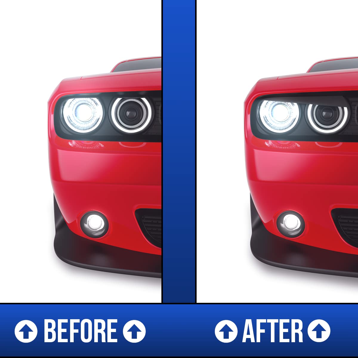 GRIDREADY headlight eyelids close-up in matte black, durable and rust-free finish.