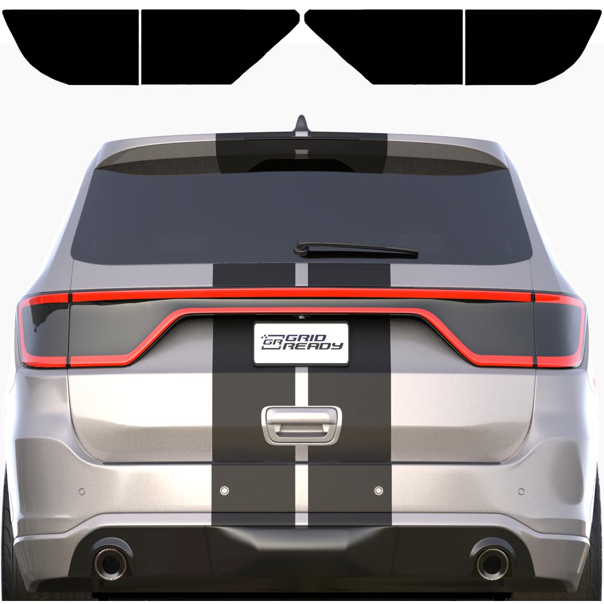 GRIDREADY tail light tint kit front view closeup shows a sleek black finish