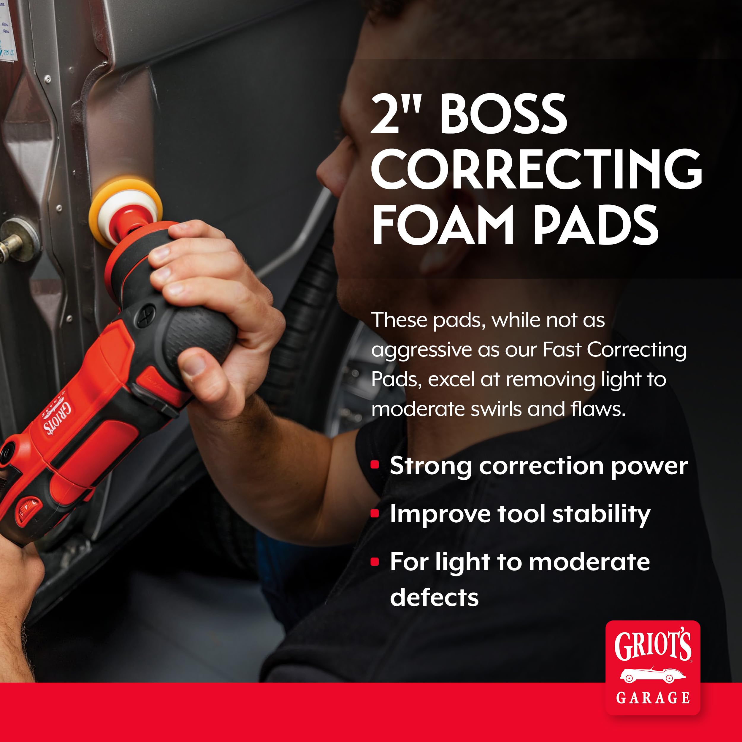 Griot's Garage Boss pad in use on a panel for even coverage.