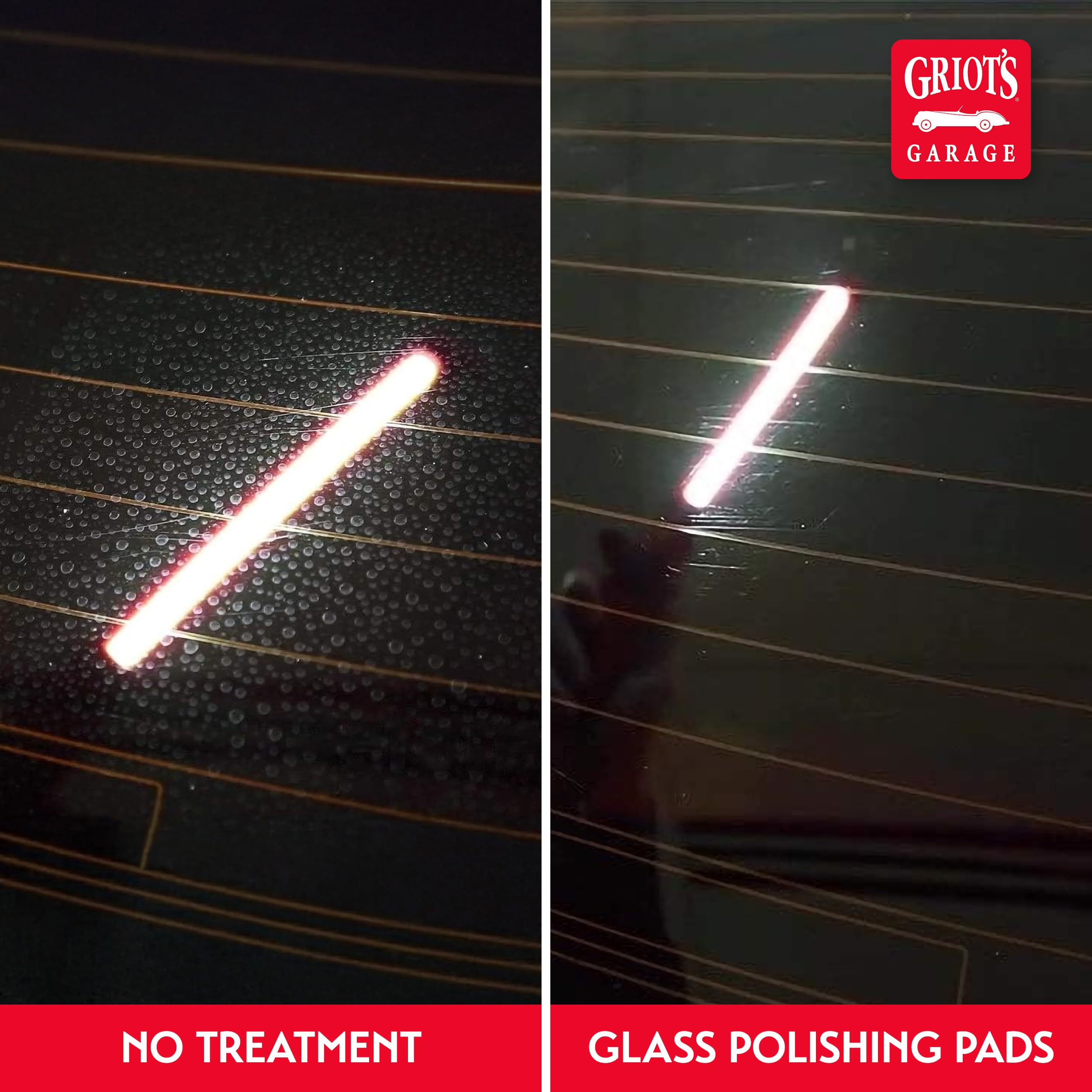 Griot's Garage 3-inch pad with fine glass polish for prep.