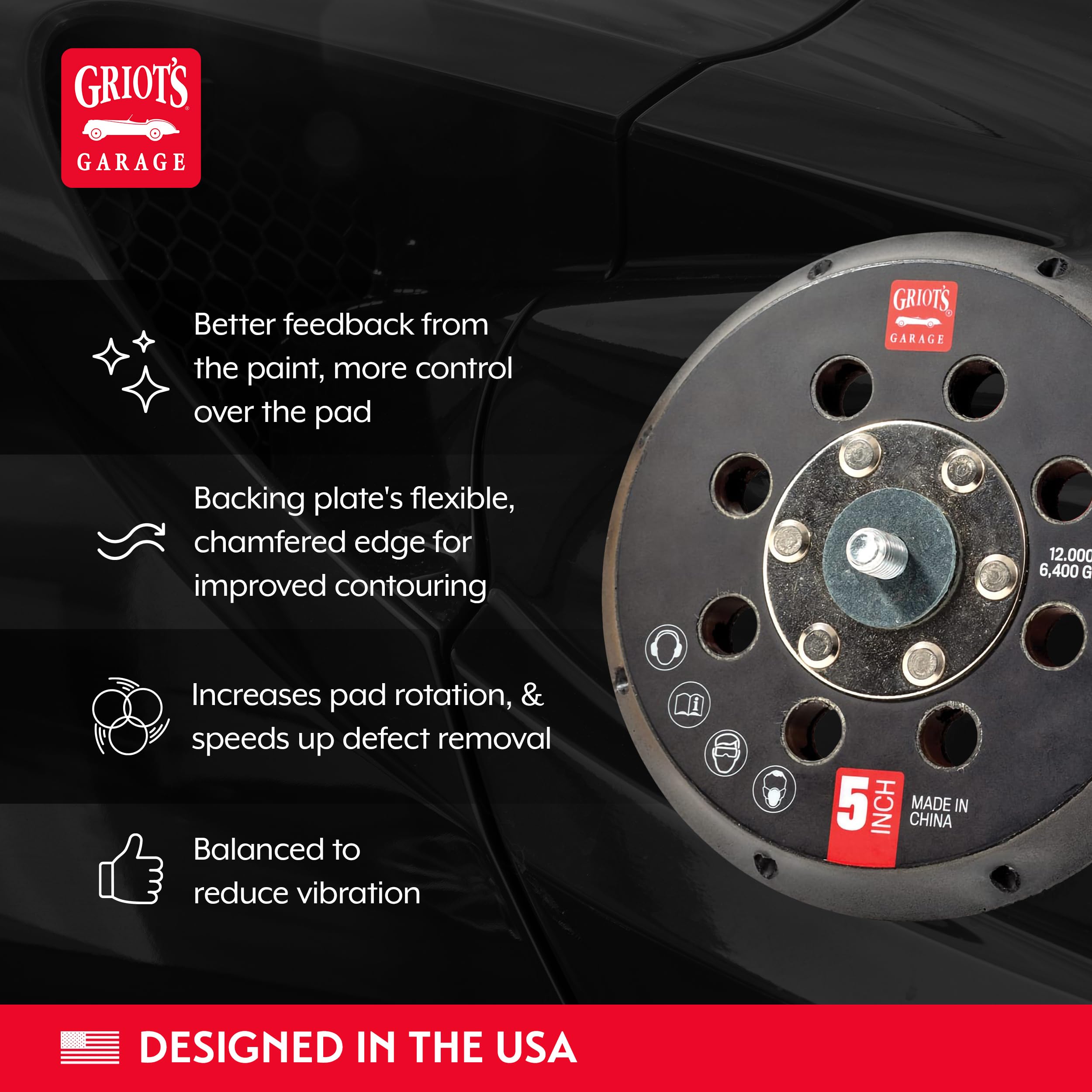 Griot's Garage black foam finishing pad removes fine swirls on delicate finishes.