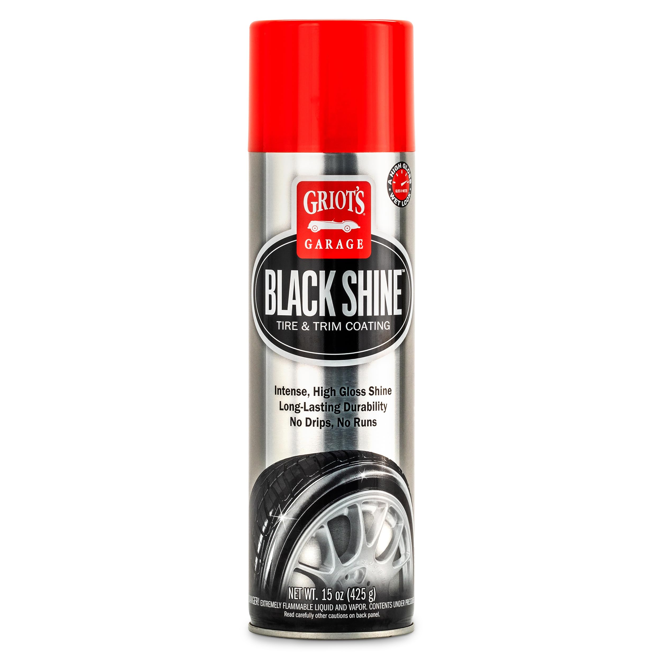 Griot's Garage Black Shine tire bottle applies a deep gloss finish.