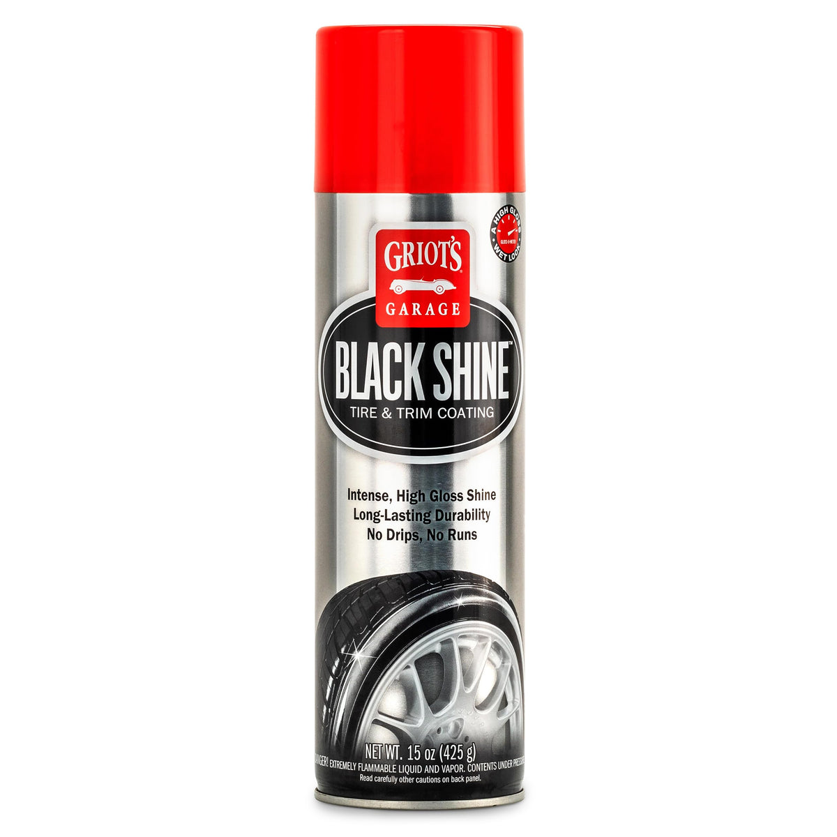 Griot's Garage Black Shine tire bottle applies a deep gloss finish.
