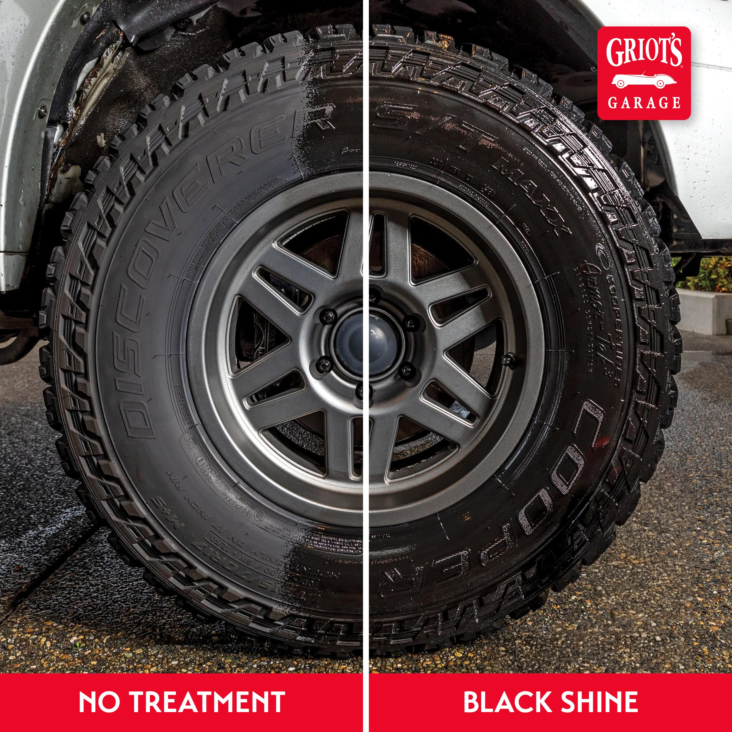 Griot's Garage Black Shine wheel well protection creates a uniform, dark luster.