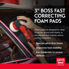 Griot's Garage BOSS 3-inch pad in action delivering swirl removal.