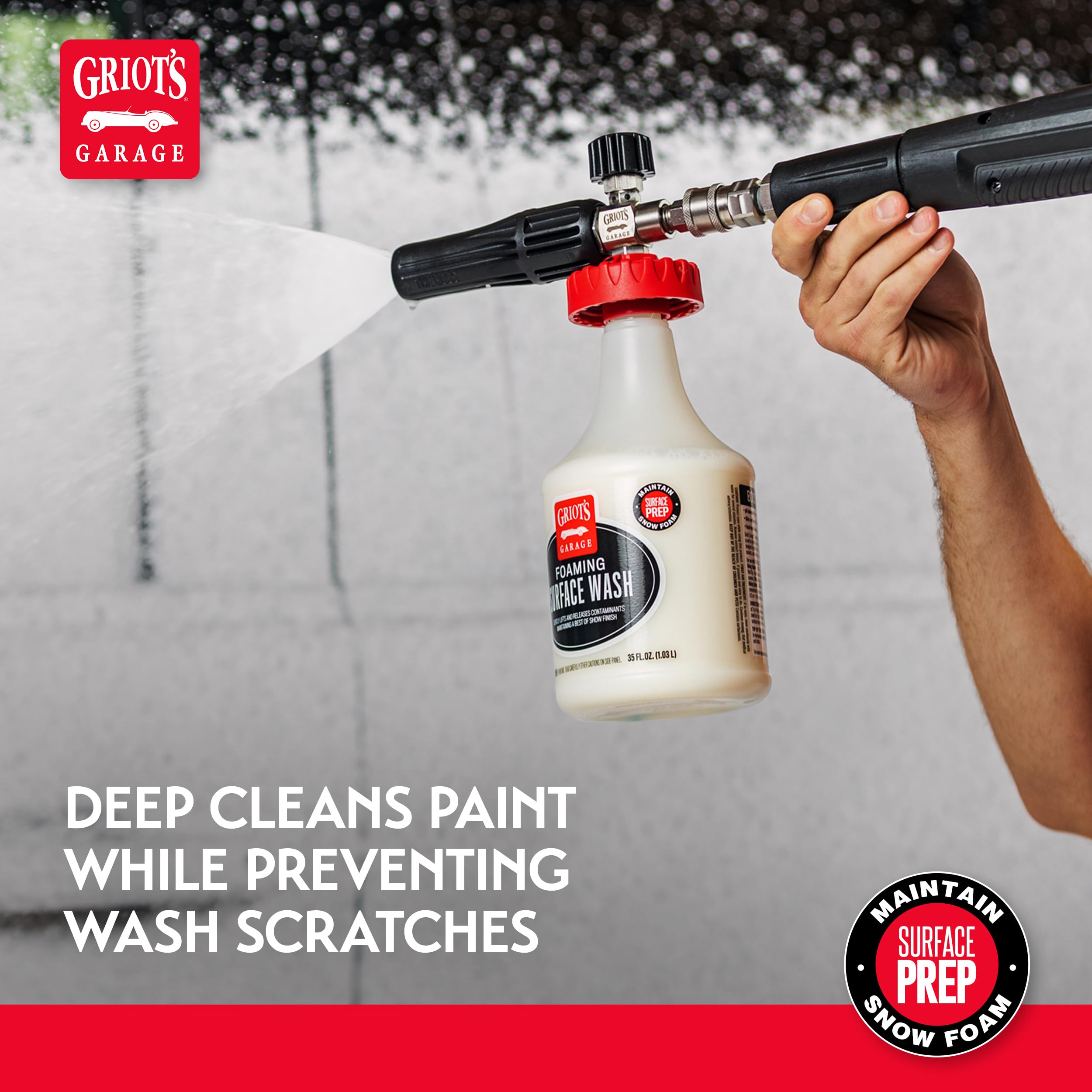 Griot's Garage Boss Foaming Surface Wash wax-safe formula preserves finish during wash