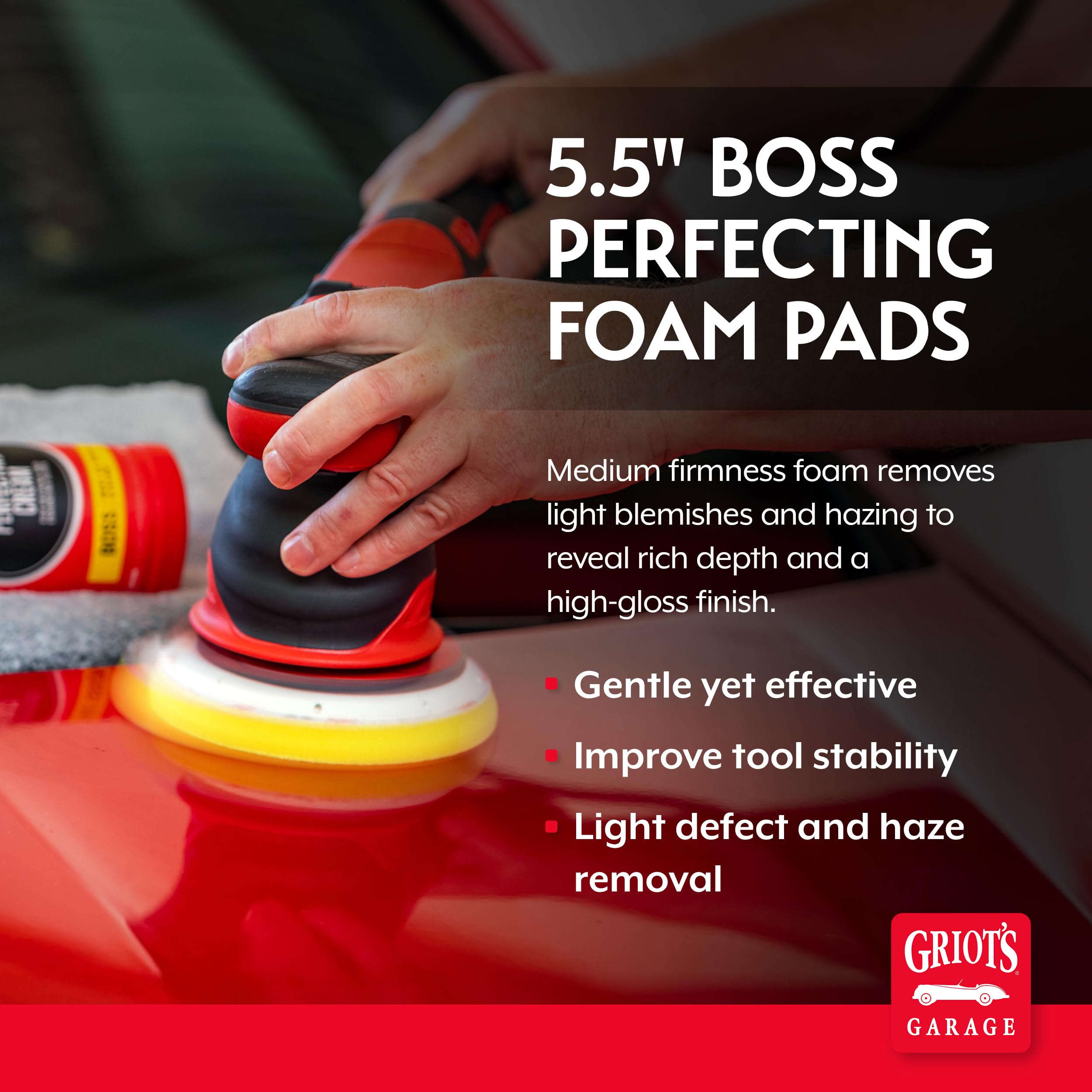 Griot's Garage pad on polisher demonstrates stable control and energy transfer