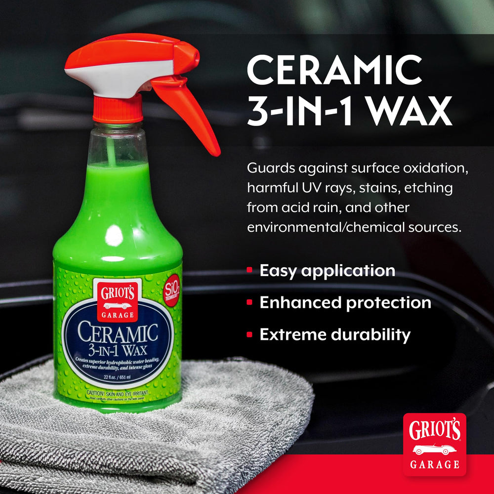 Griot's Garage Ceramic 3-in-1 Wax spray showing even coverage on a panel