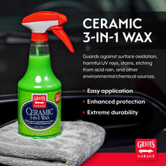 Griot's Garage Ceramic 3-in-1 Wax spray showing even coverage on a panel